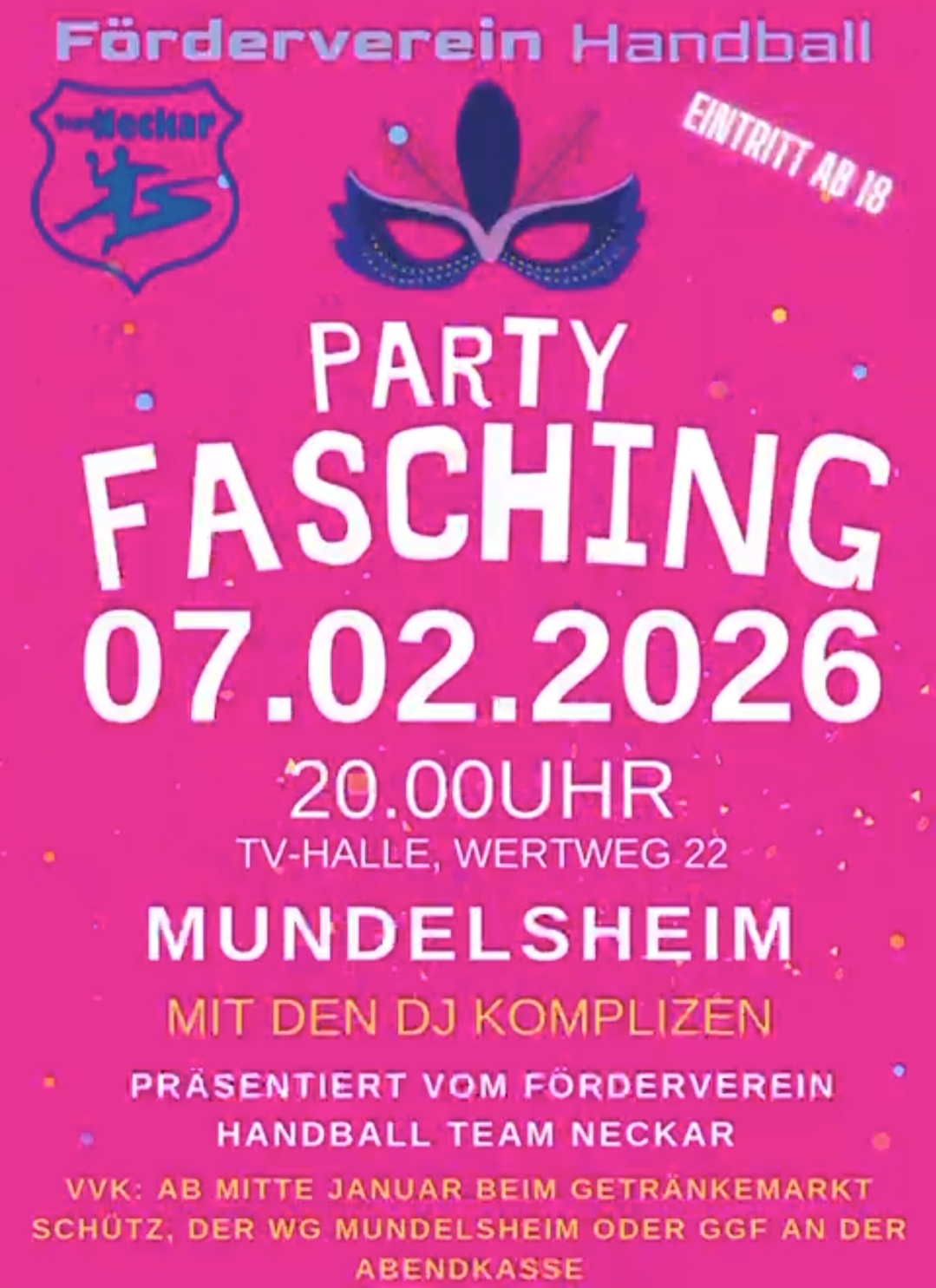 Party Fasching Föderverein Handball/Team Neckar