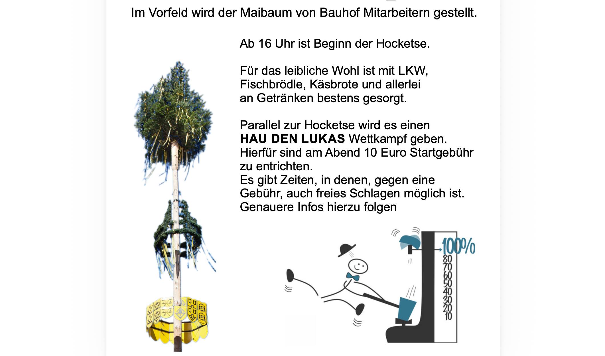 Maibaumstellezede mit Hau den Lukas